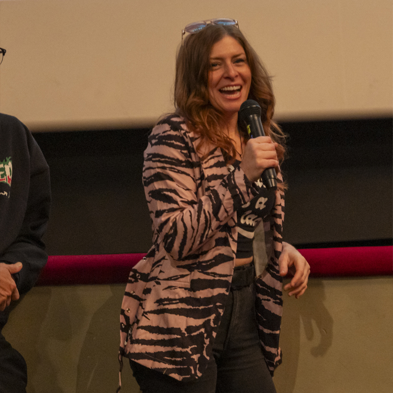 April Jones at a speaking event